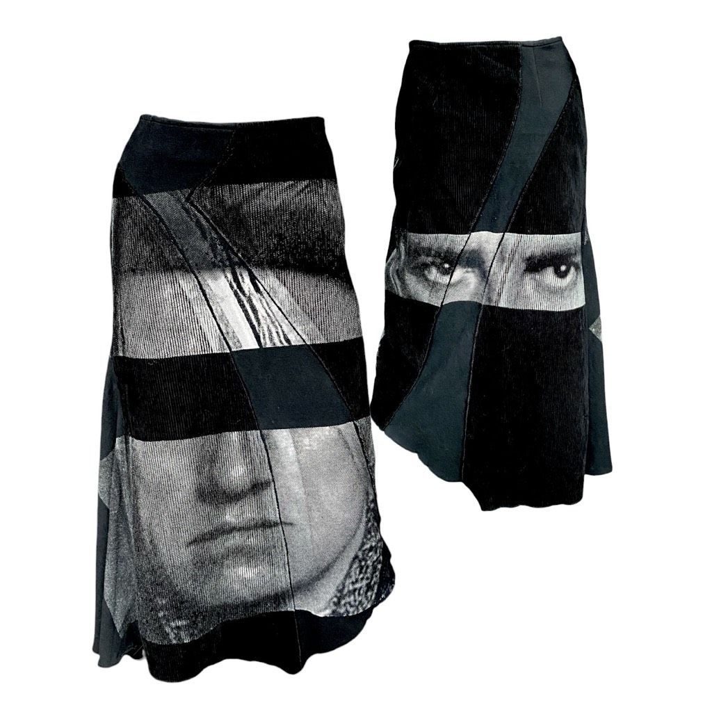 Isabel De Pedro Vintage Goth Face-Print Midi Skirt